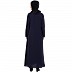 A-line abaya with piping at sleeves-Navy-blue-white